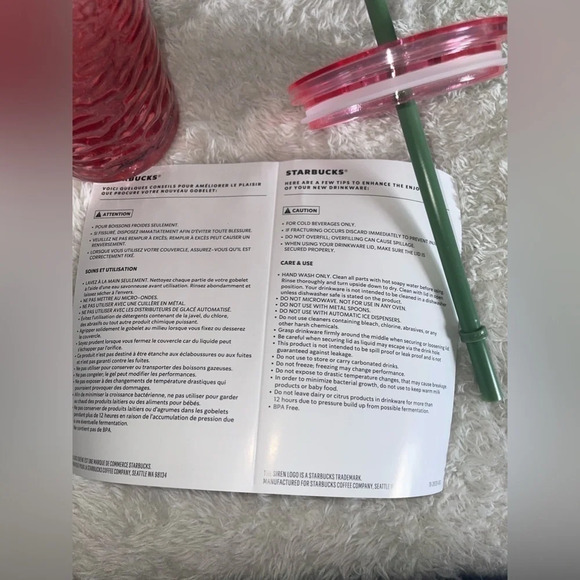 💗Starbucks 2022 Fall ‘Hammered Begonia’ Pink Glass Cold Cup Tumbler - Picture 5 of 9